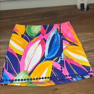 Blue and Pink Asymmetrical Mini Skirt Resort Wear